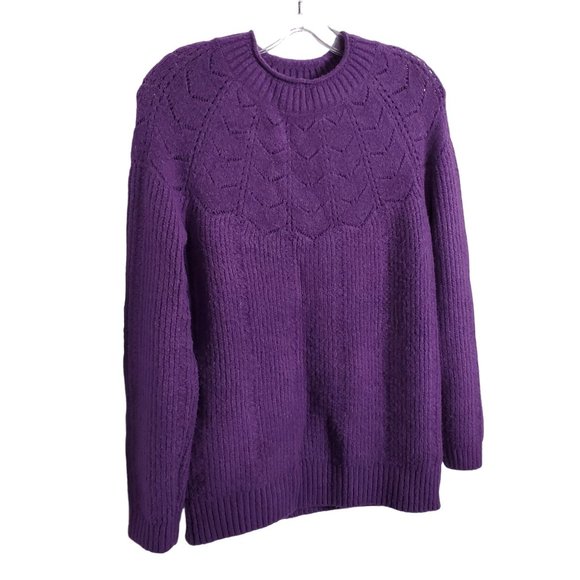 Talbots Sweaters - Talbots Size M Sweater Alpaca Wool Blend Soft Plush Cozy Roll Mock Neck Purple
